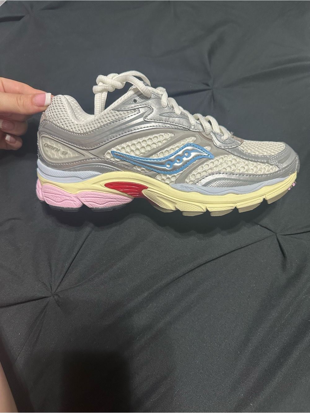 Saucony Cream & Silver Running Sneakers with Pastel Accents